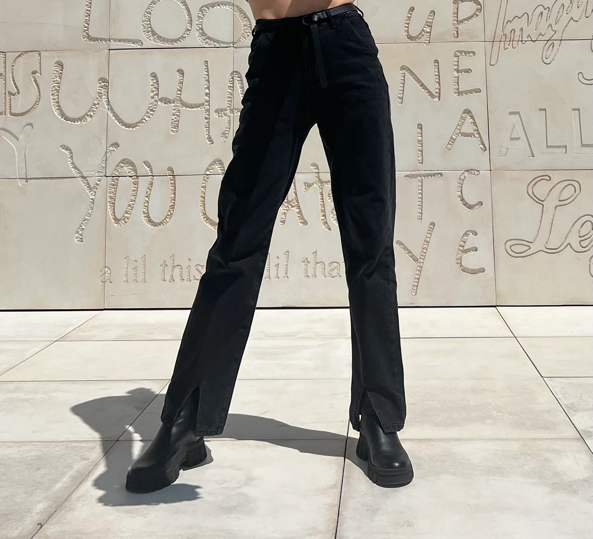 Commence Black Split Hem Wide Leg Jeans Size XS(fits like S) - photo 2