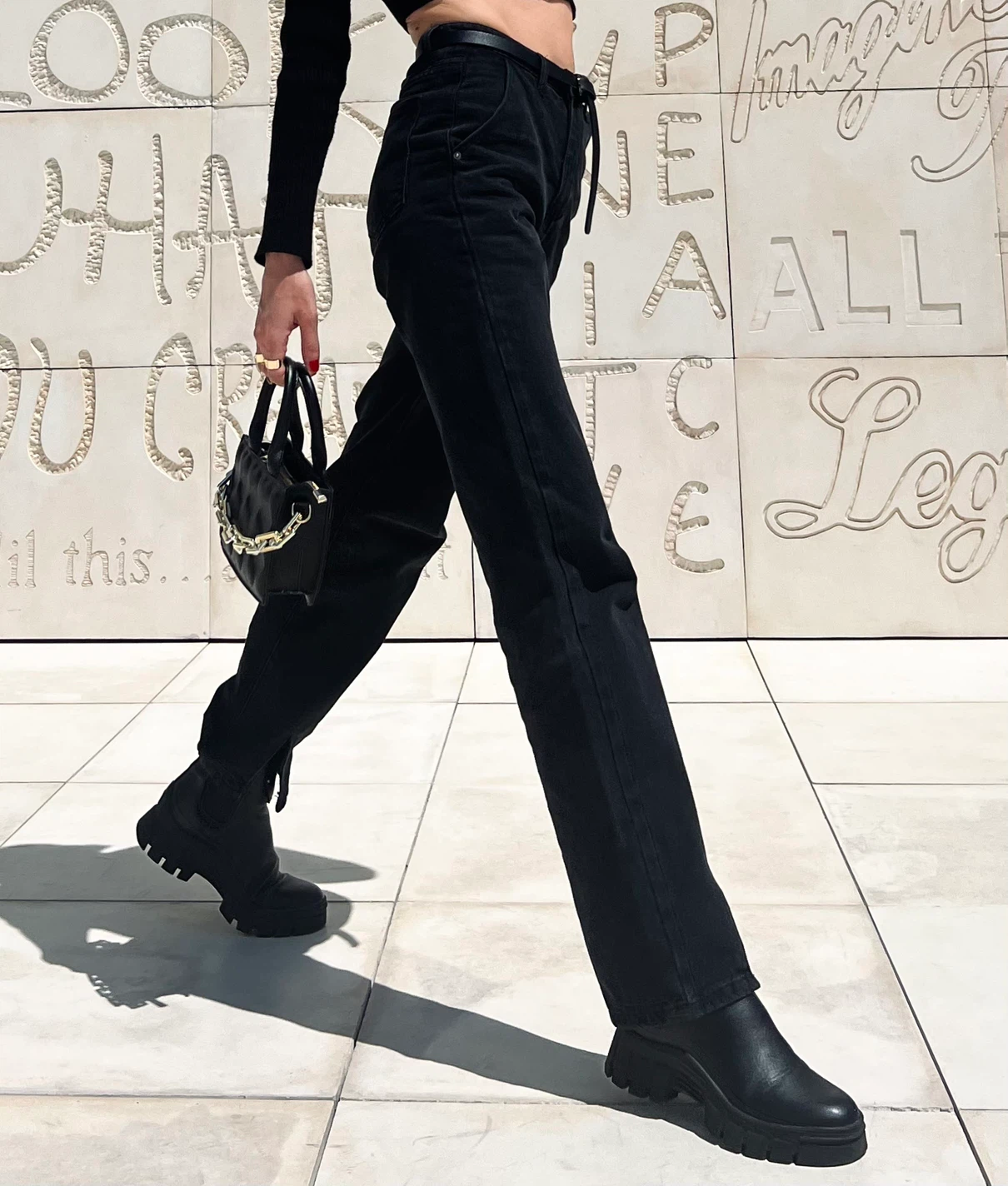 Commence Black Split Hem Wide Leg Jeans Size XS(fits like S)