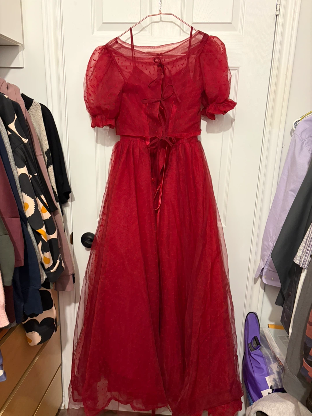 Red Tulle Prom Dress with Corset Back - photo 2