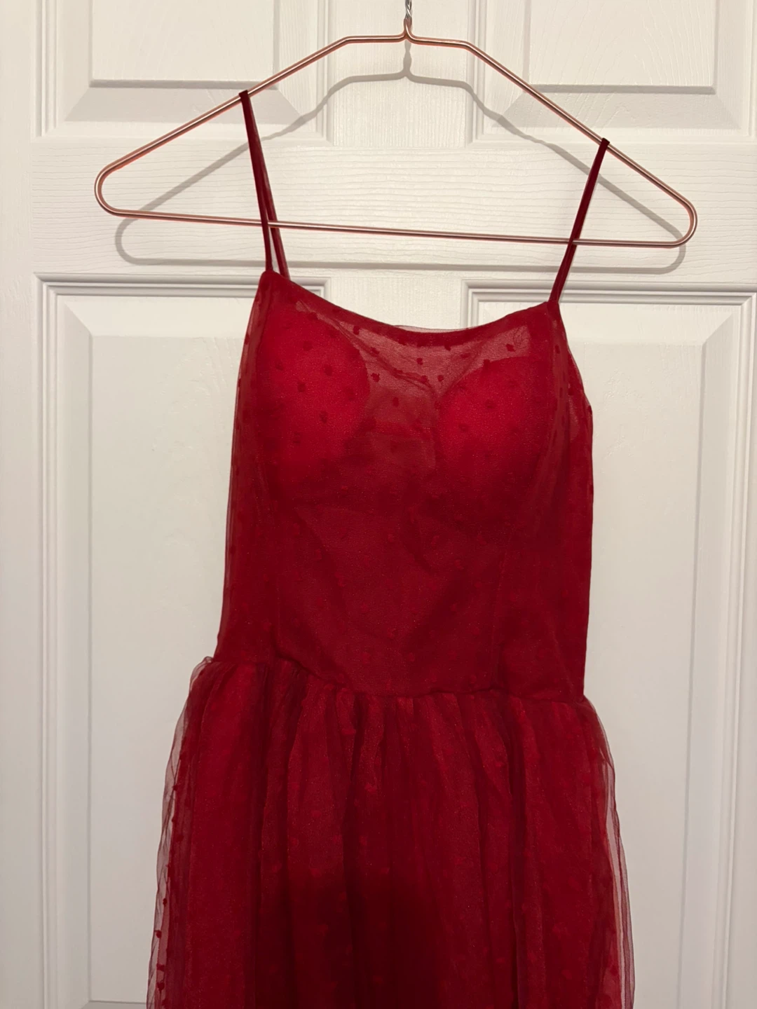 Red Tulle Prom Dress with Corset Back - photo 3