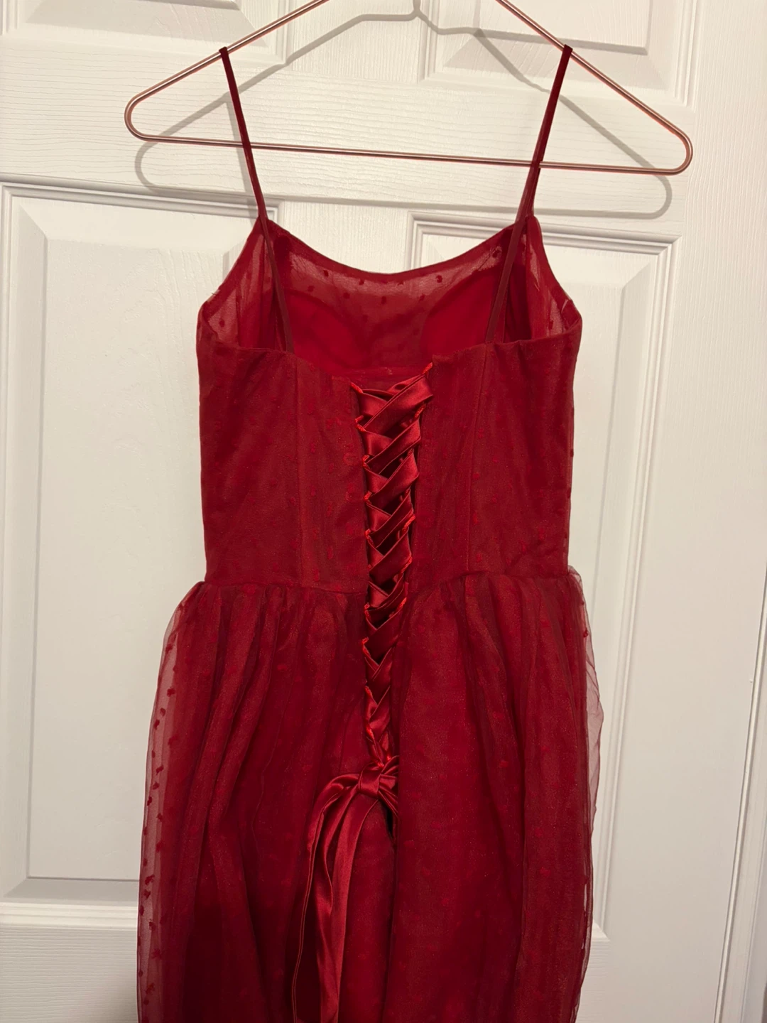 Red Tulle Prom Dress with Corset Back - photo 4