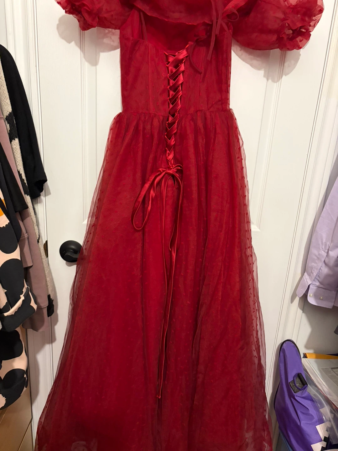 Red Tulle Prom Dress with Corset Back - photo 5