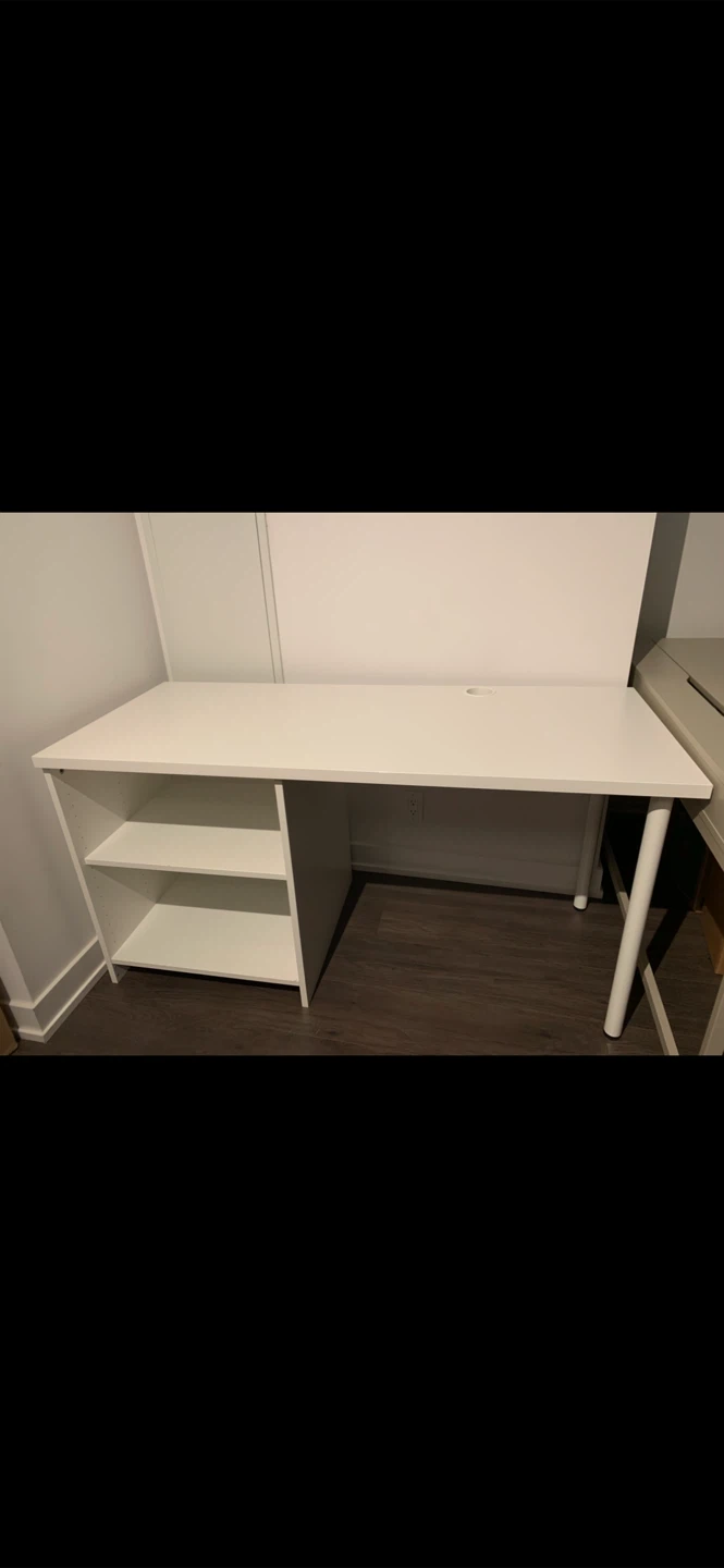 Large White Desk w/ Shelving