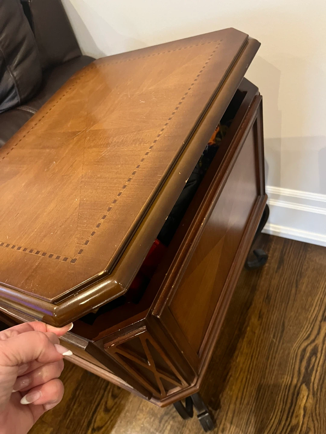 Wood End Table with Storage - photo 4