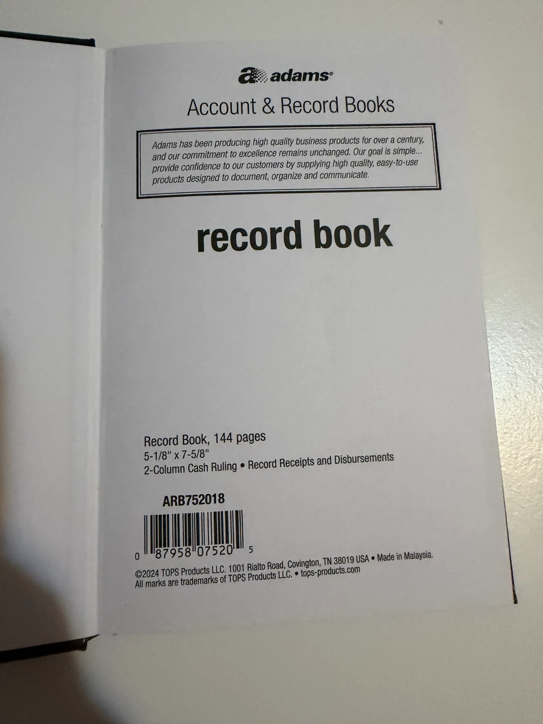 Adams Account & Record Book - Cash Record Book - photo 2