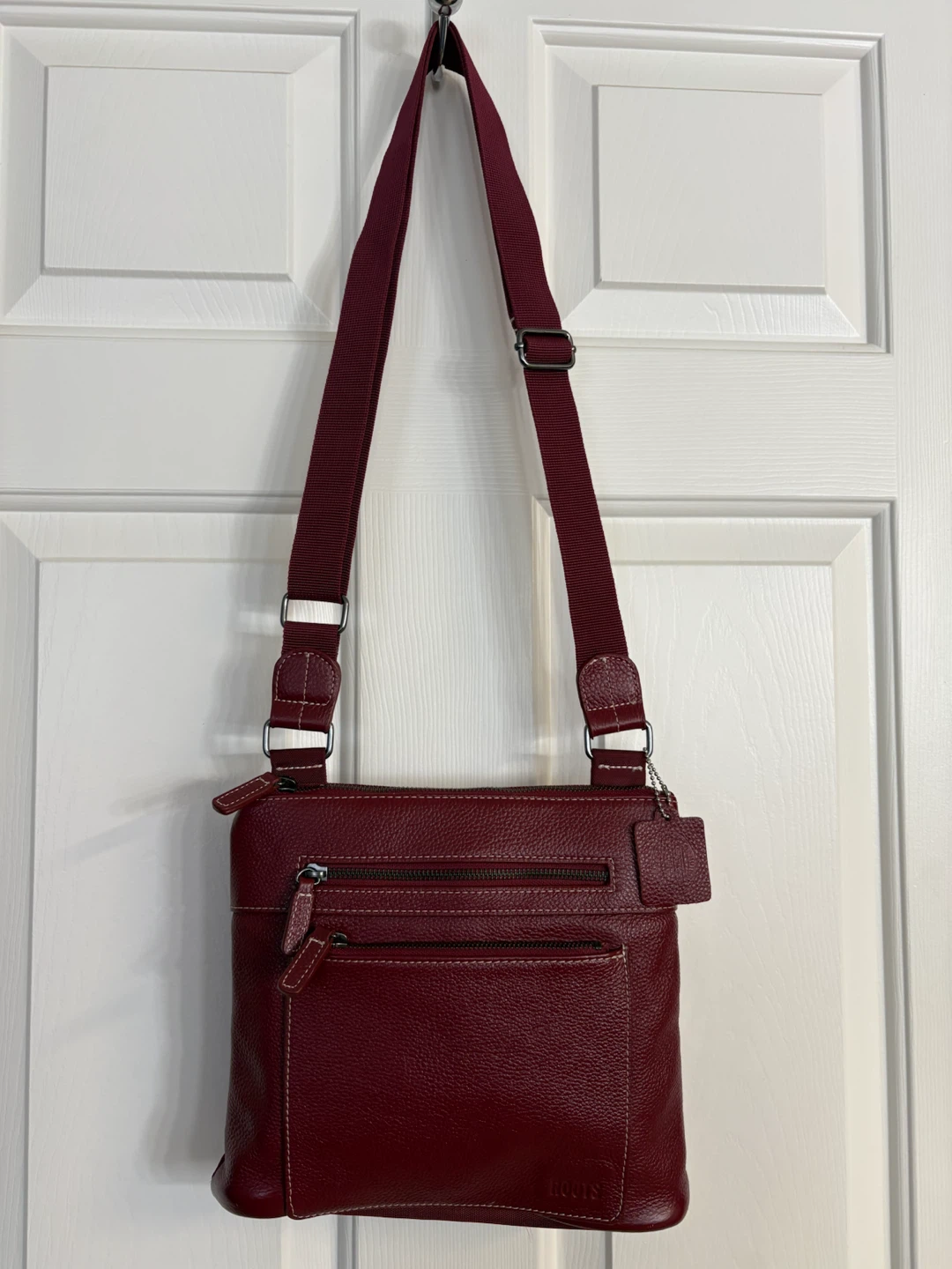 Roots Leather Crossbody Bag - Deep Red/Burgundy - photo 2