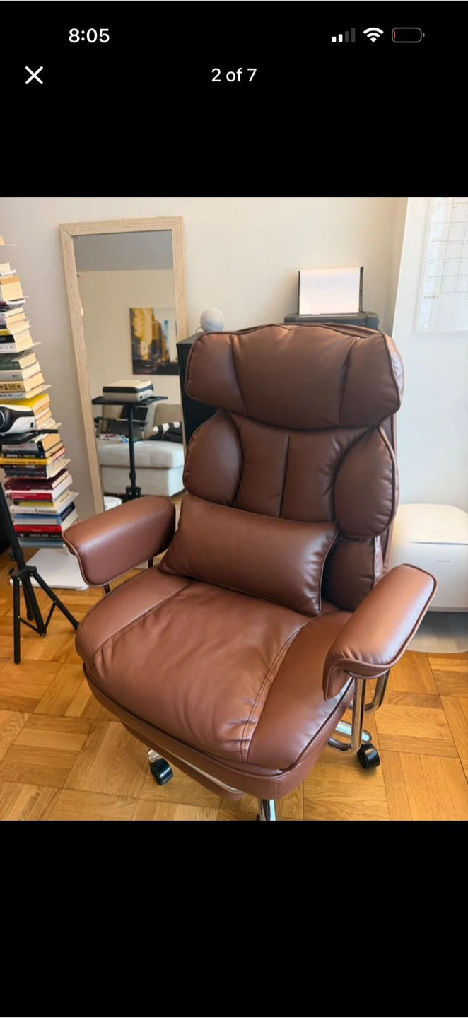 Brown Faux Leather Executive Office Chair with Footrest