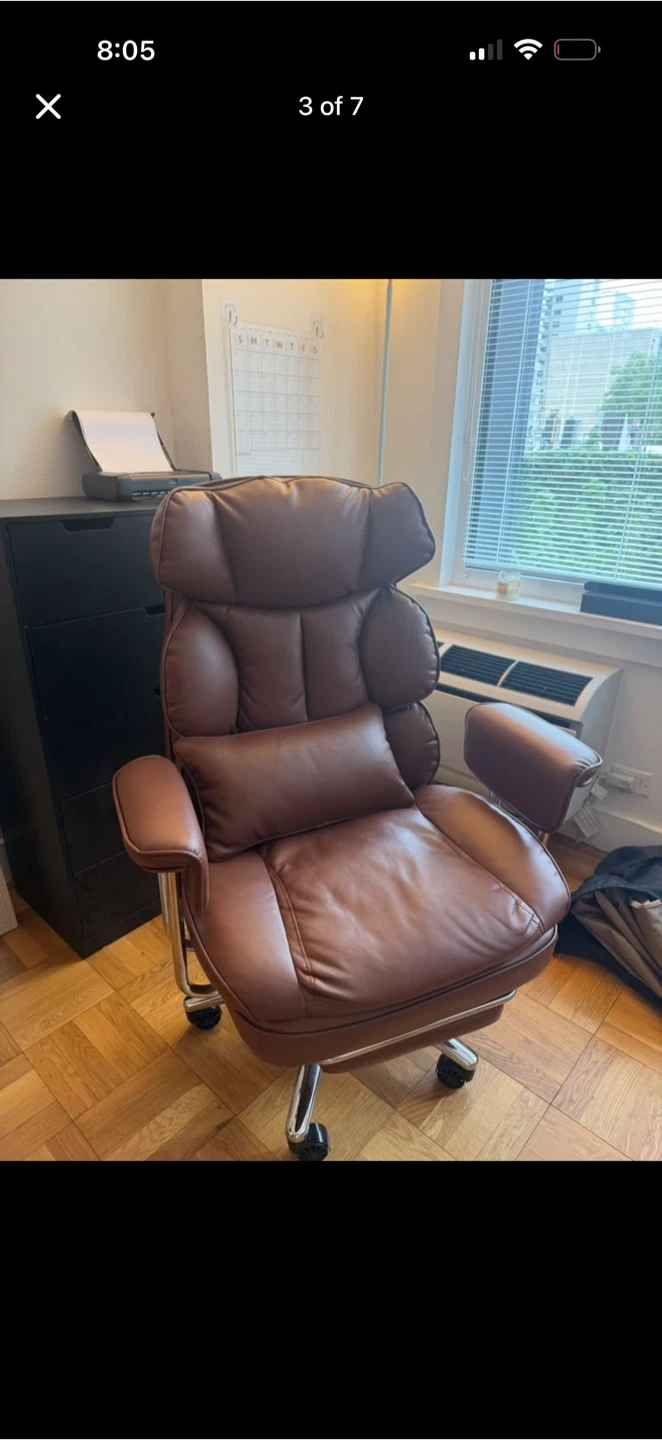 Brown Faux Leather Executive Office Chair with Footrest - photo 3