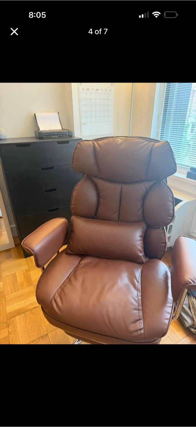 Brown Faux Leather Executive Office Chair with Footrest - photo 4