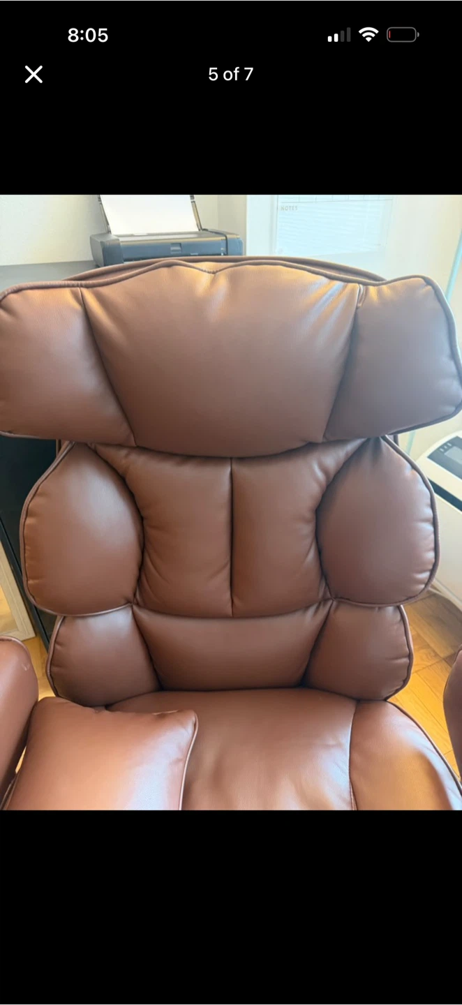 Brown Faux Leather Executive Office Chair with Footrest - photo 5