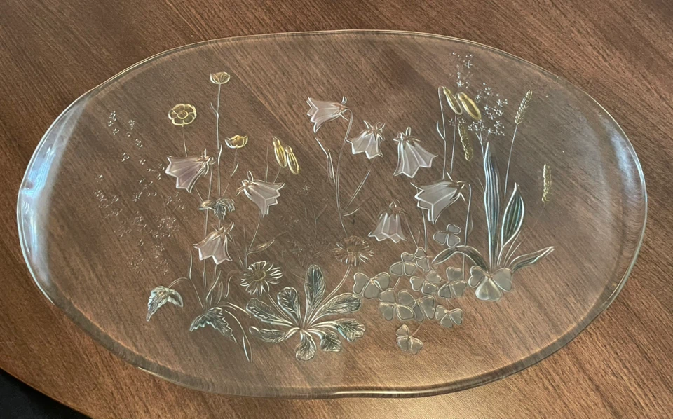 Glass Platter with Floral Design