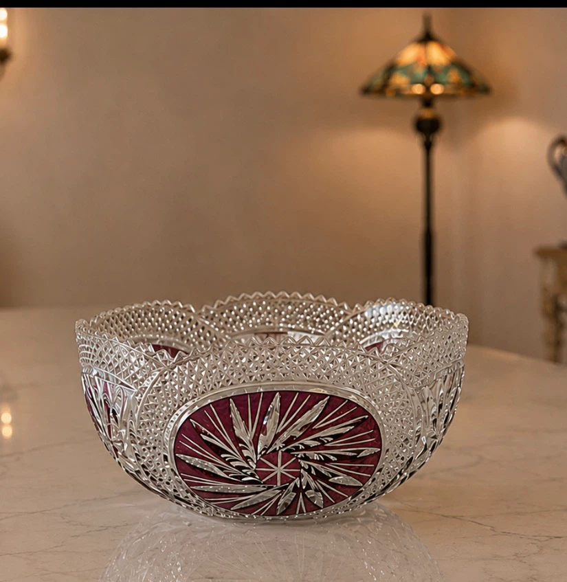 Crystal Glass Bowl with Red Inlay - photo 2
