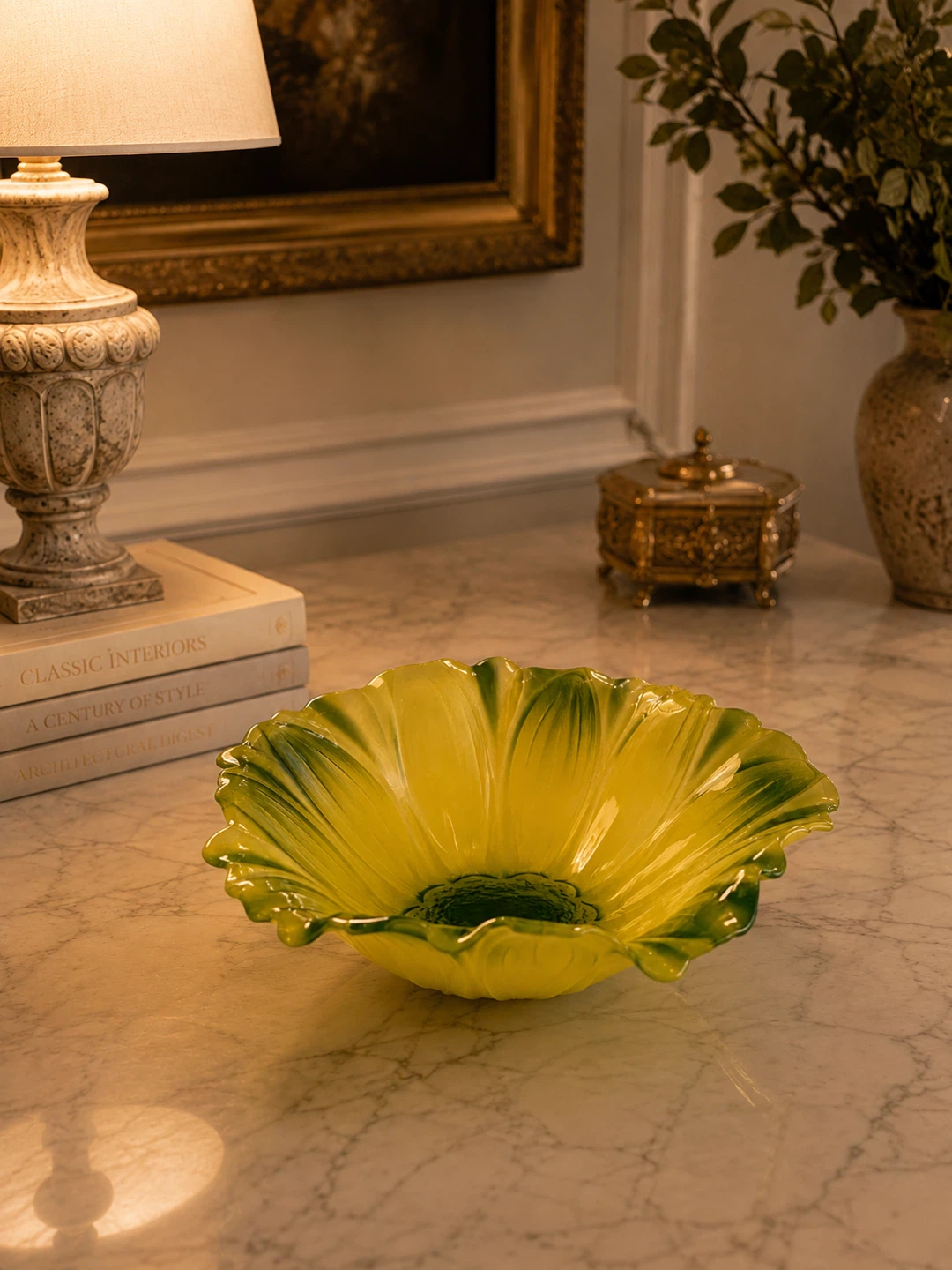Yellow and Green Flower Shaped Decorative Bowl - photo 2