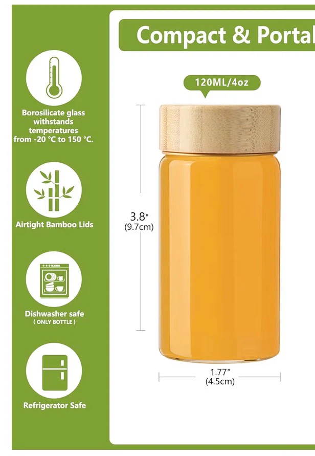 12 pack 120ml Glass Jars with Bamboo Lids - photo 3