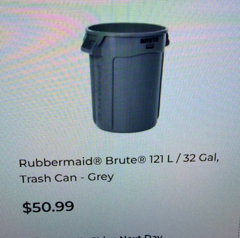 Rubbermaid Brute 32 Gal Trash Can - Grey