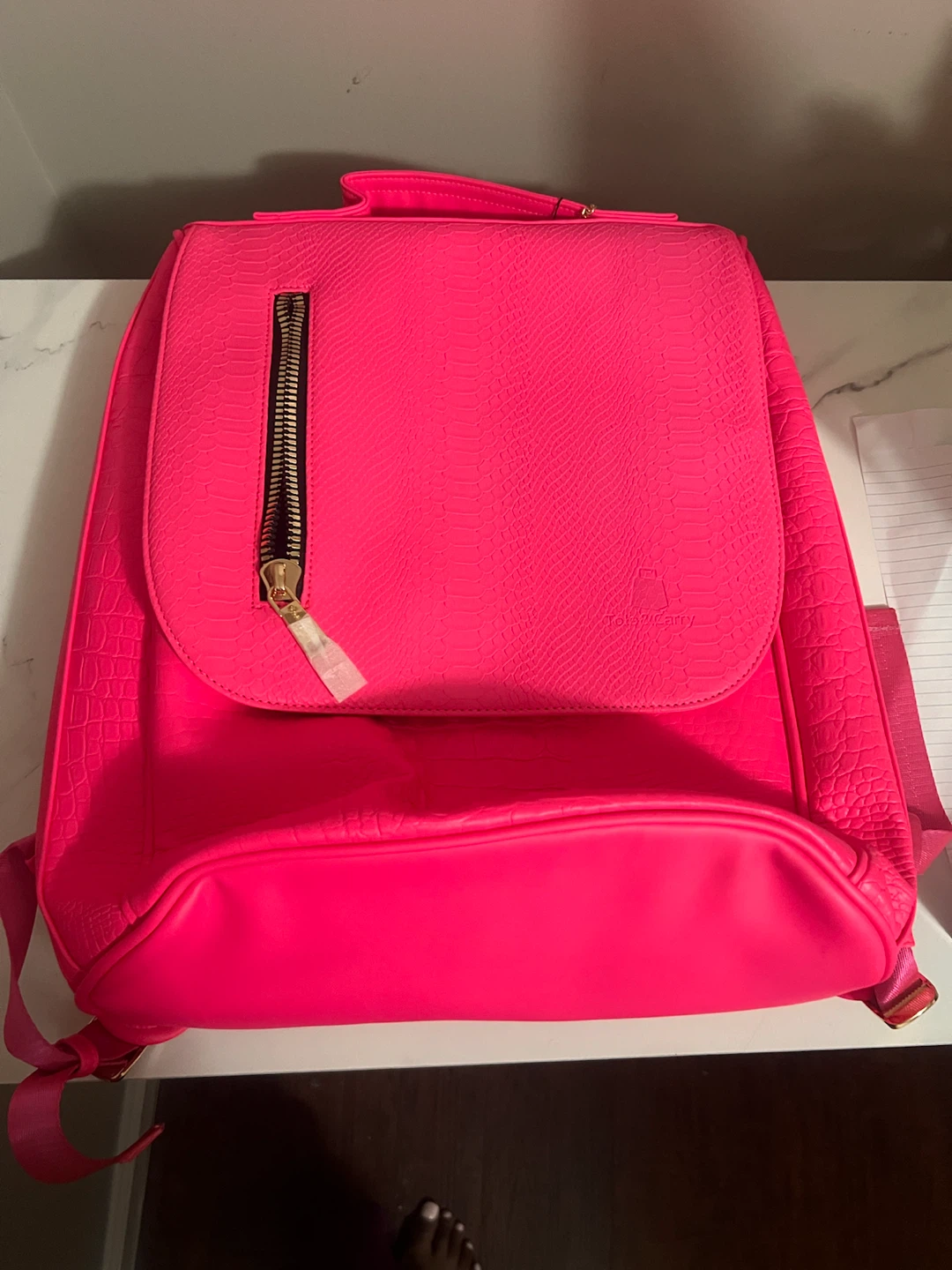 Tote & Carry Neon Pink Croc Backpack