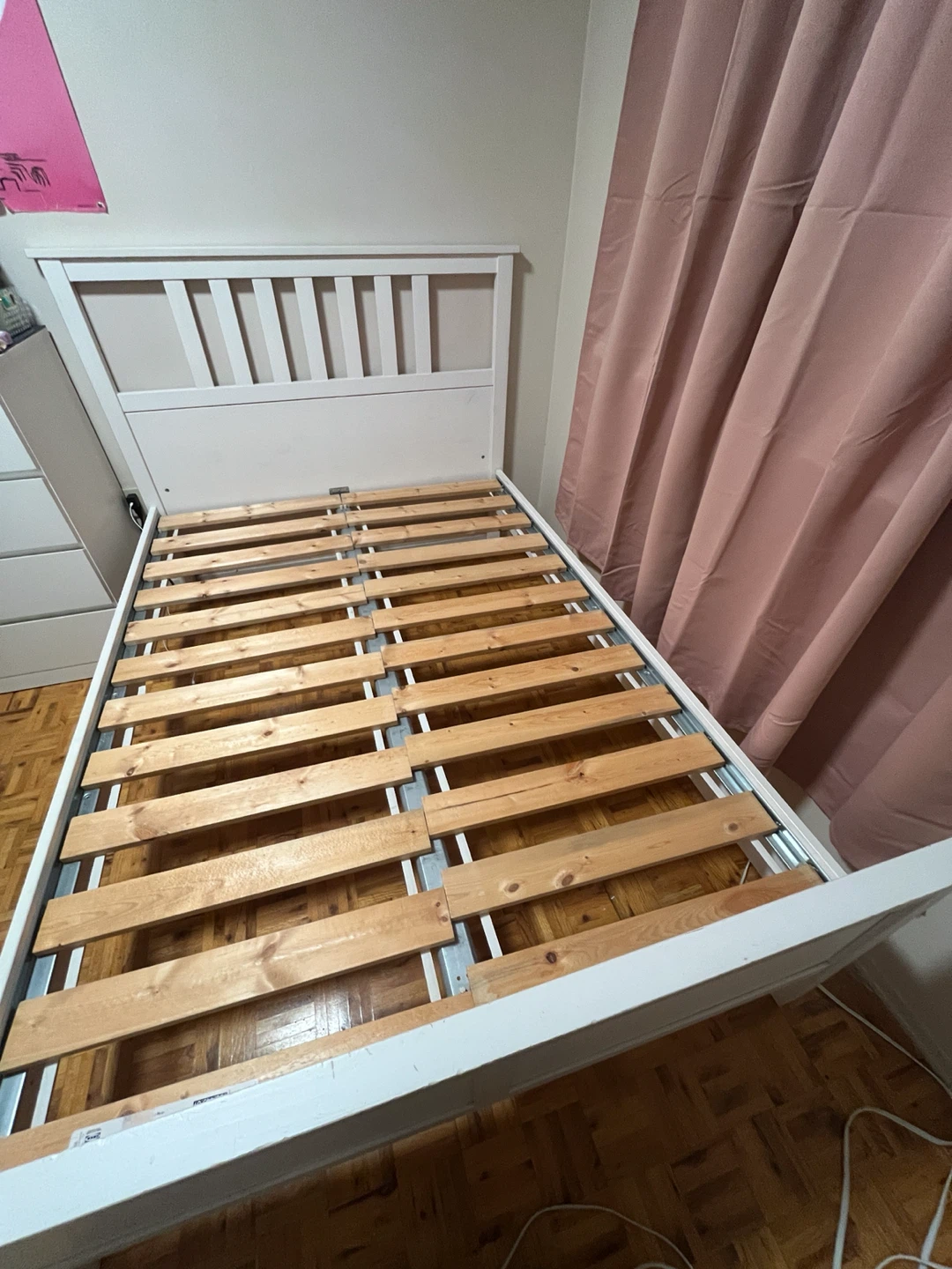 Double White IKEA Hemnes Bed Frame - photo 2