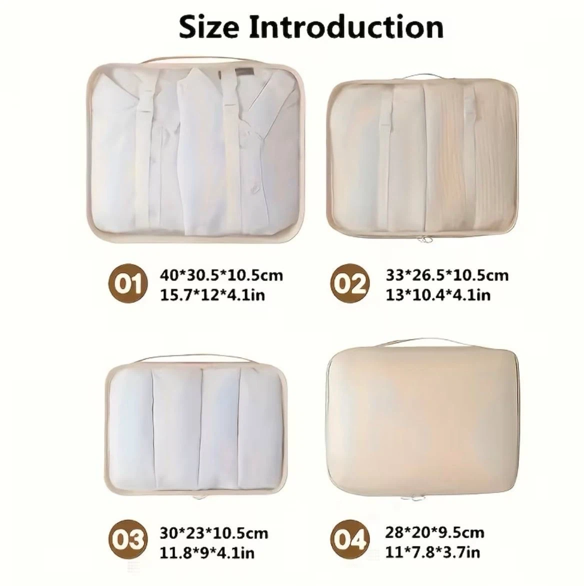 Travel Packing Cubes Set – 7 Pieces (Beige) - photo 4