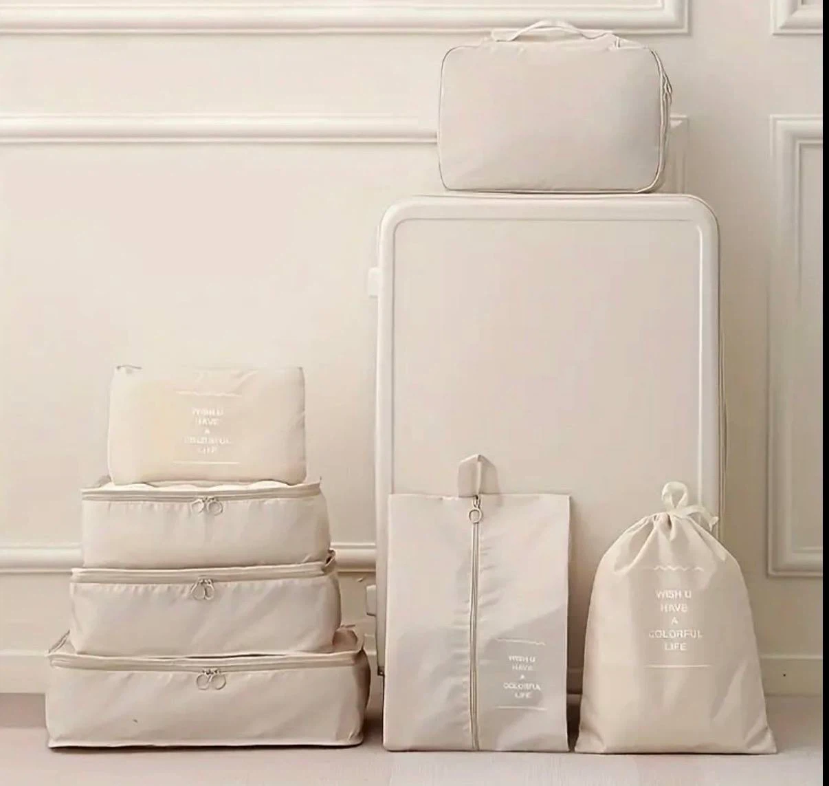 Travel Packing Cubes Set – 7 Pieces (Beige) - photo 5