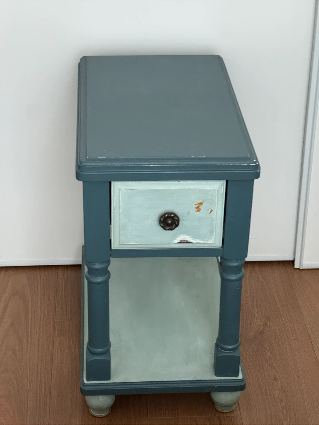 Blue Side Table/Nightstand/Bedside Table with Drawer