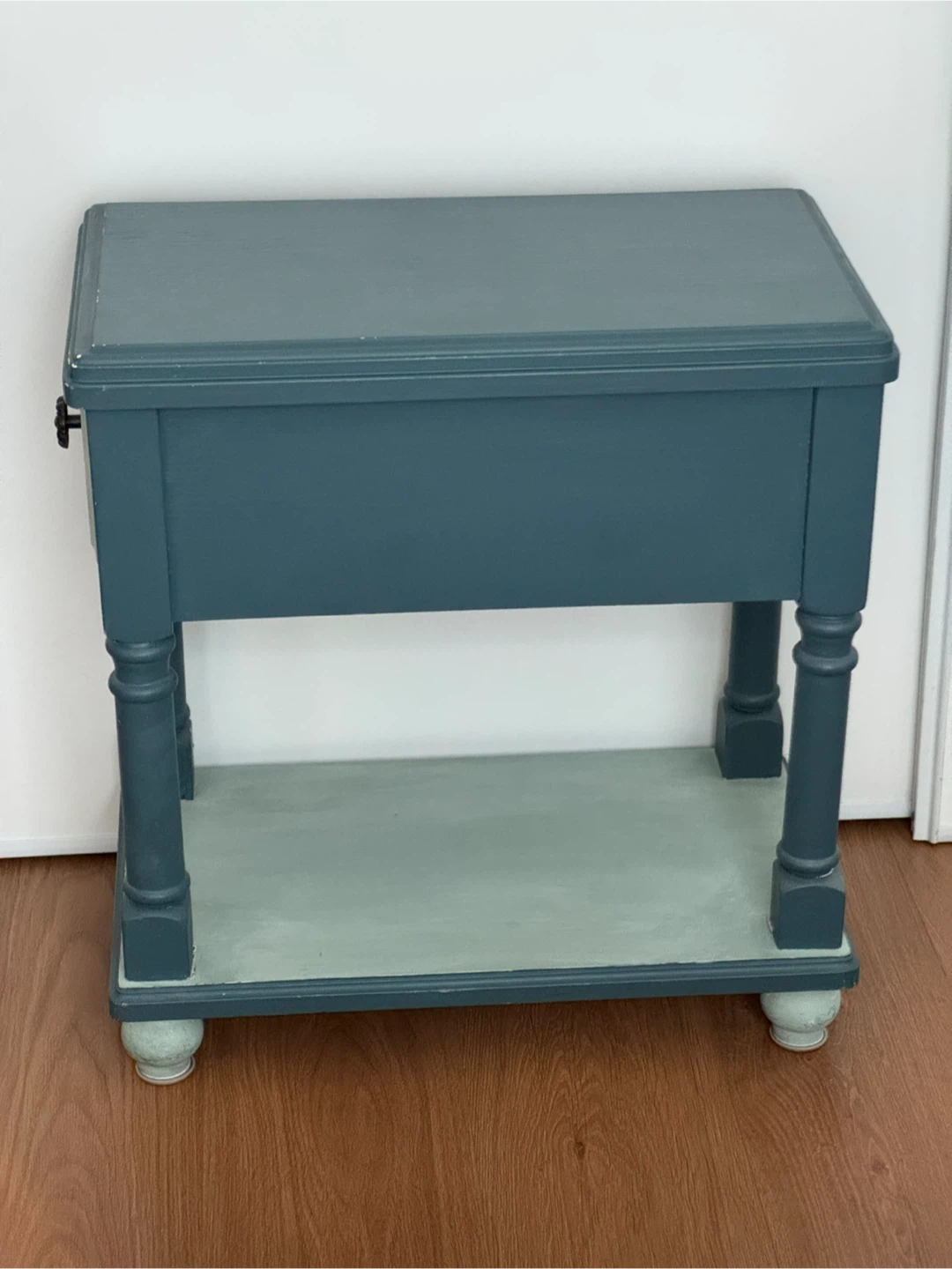 Blue Side Table/Nightstand/Bedside Table with Drawer - photo 2
