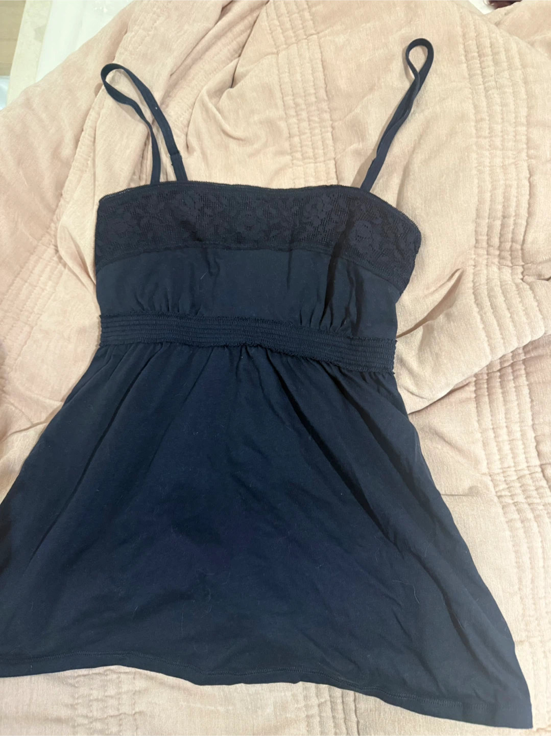 Hollister Navy Lace Trim Babydoll Camisole - Size S