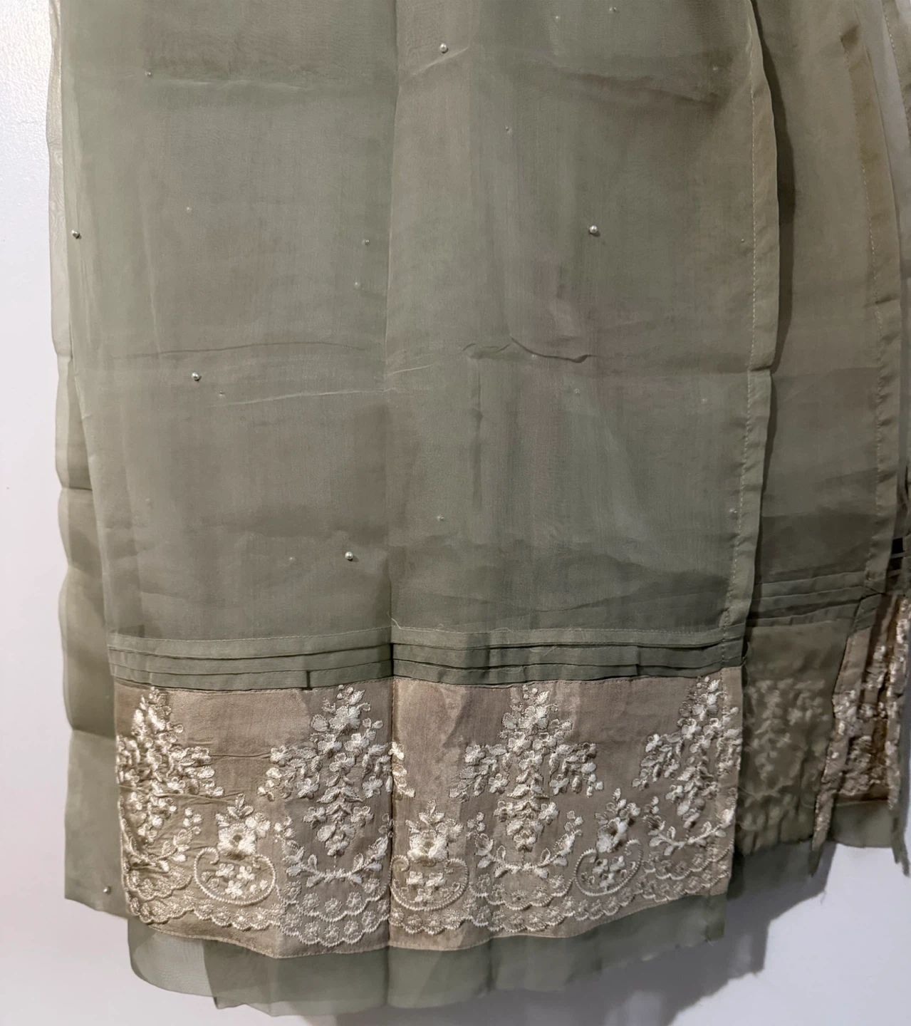 Embroidered Kurti and Pants Set - Olive Green - photo 2
