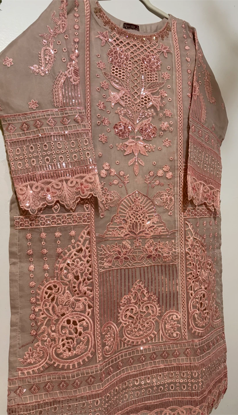 Embroidered Kurti, Pants, and Dupatta Set