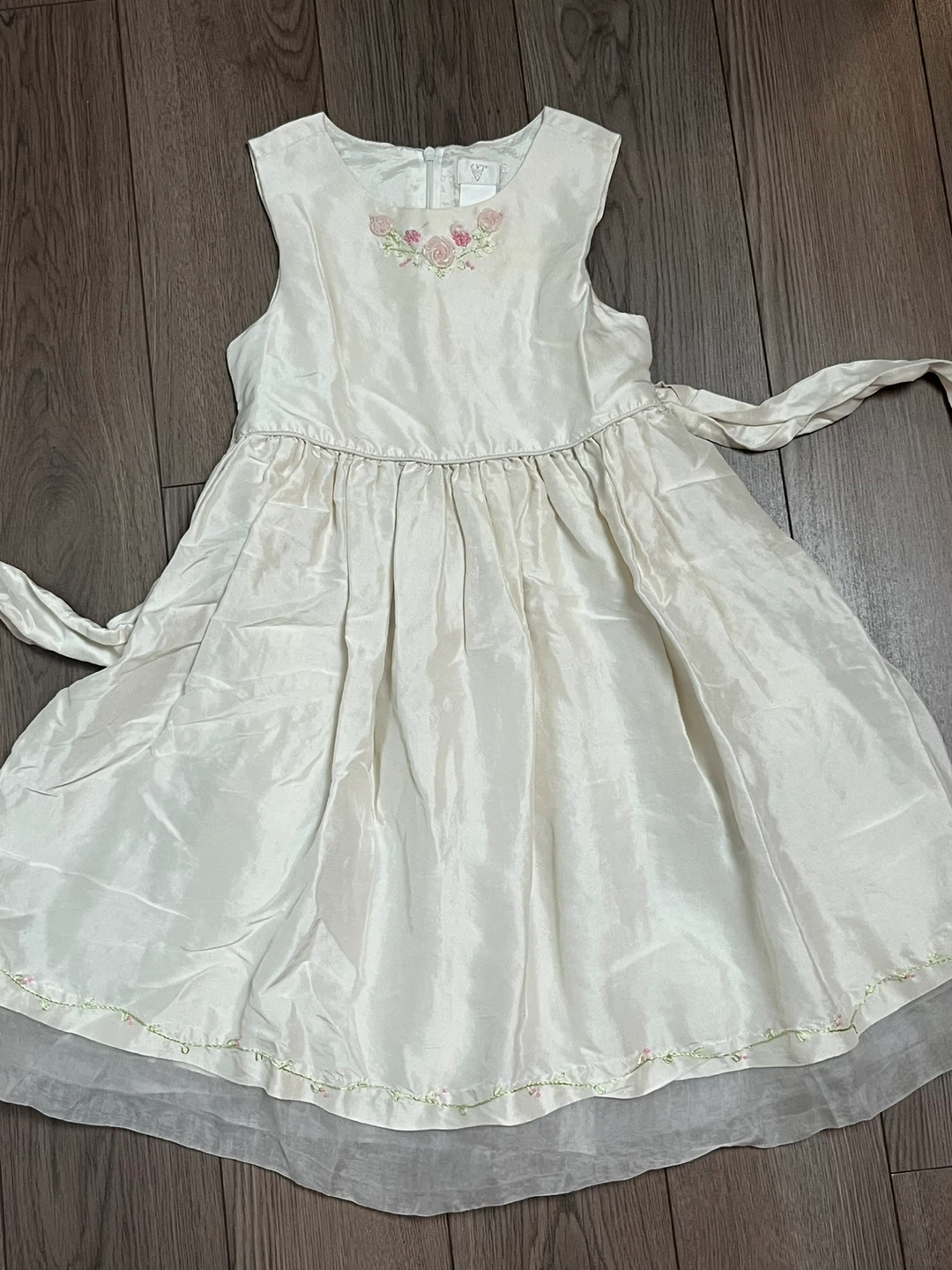 Girls Cream Embroidered Dress Size 6X