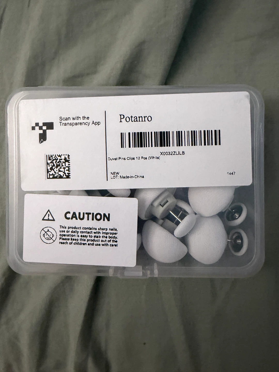 Potanro Duvet Pins Clips 12 Pcs White