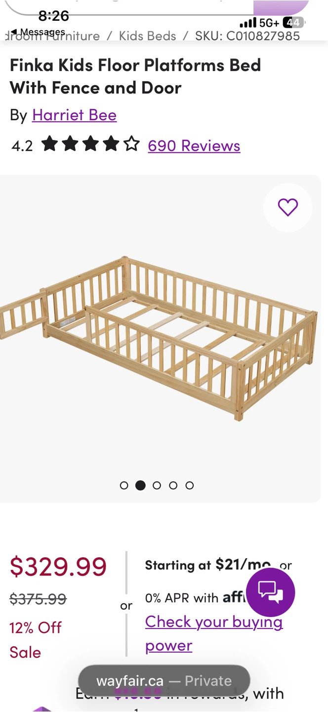 Finka Kids Floor Platforms Bed with Fence and Door - photo 2