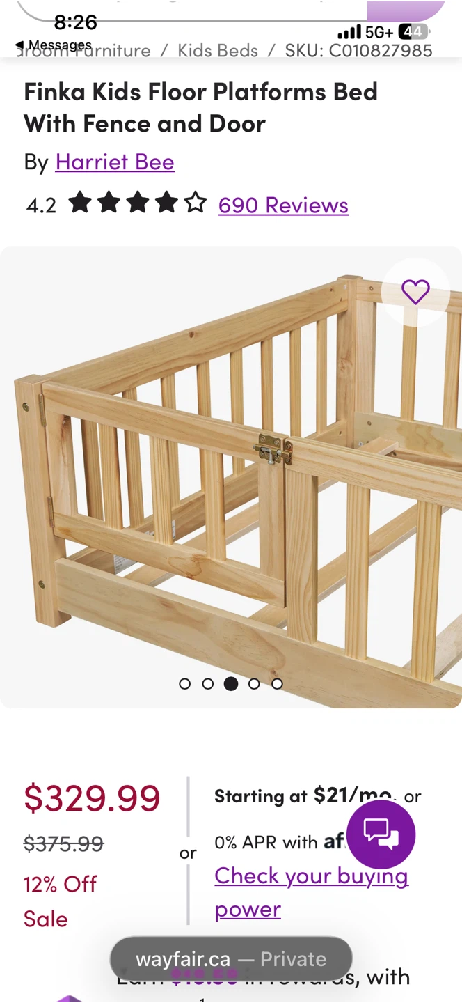 Finka Kids Floor Platforms Bed with Fence and Door - photo 3