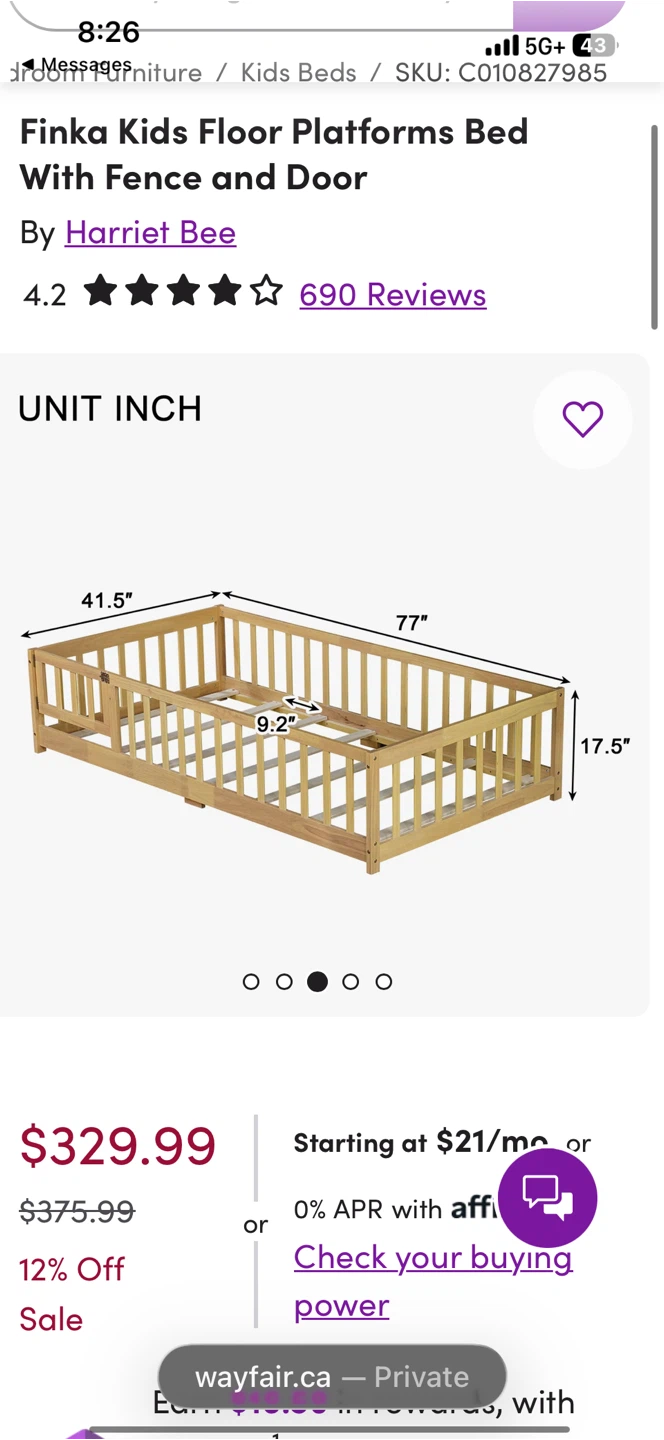 Finka Kids Floor Platforms Bed with Fence and Door - photo 4