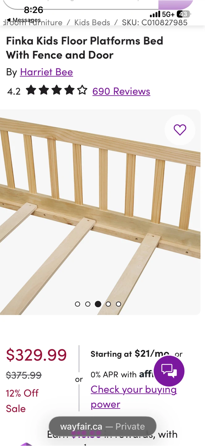 Finka Kids Floor Platforms Bed with Fence and Door - photo 5