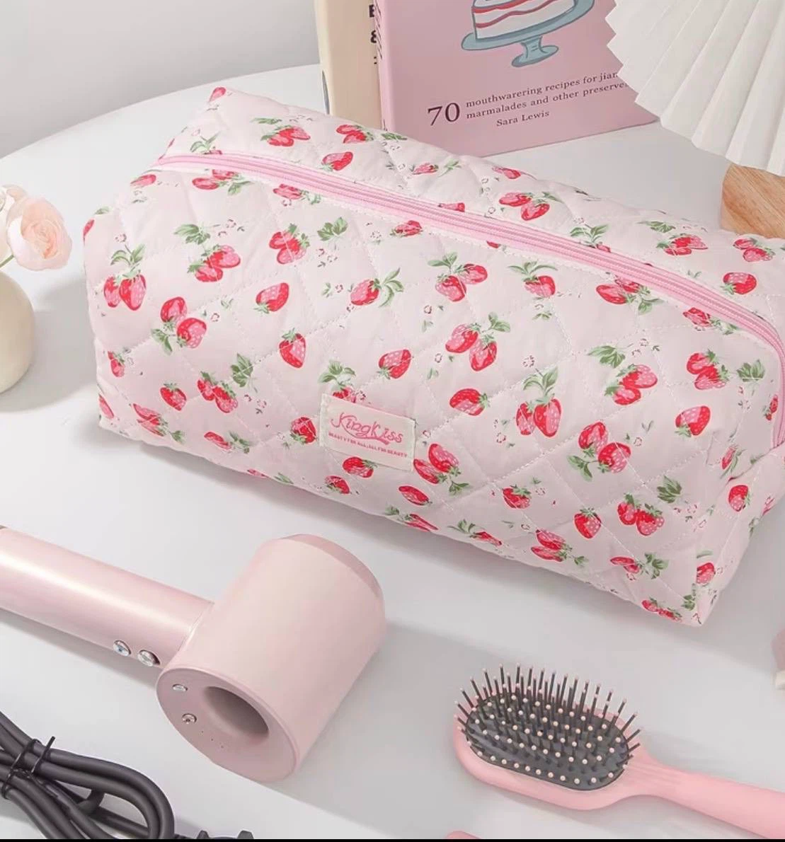 Strawberry Quilted Makeup Bag - photo 4