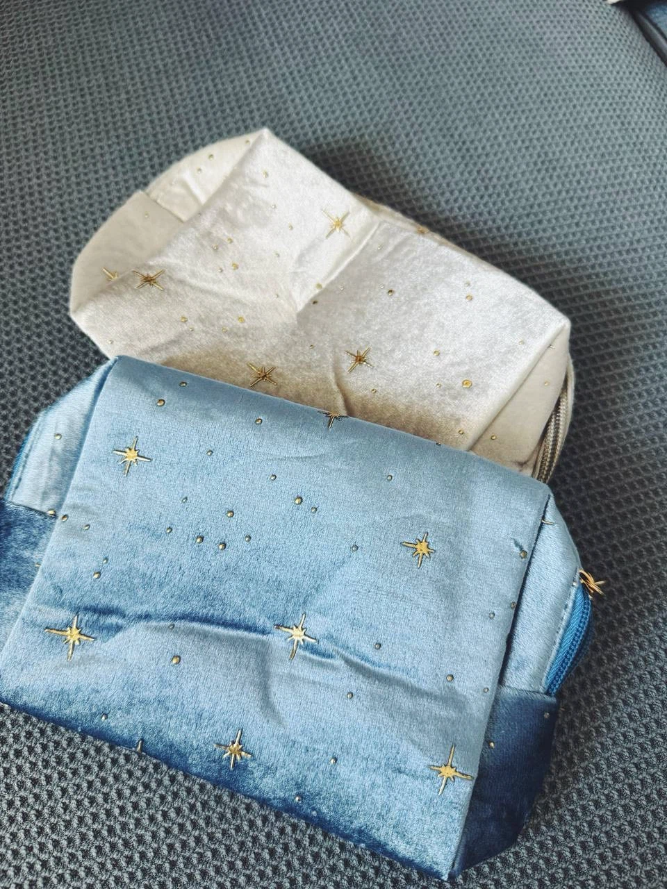 Velvet Makeup Bag with Gold Stars