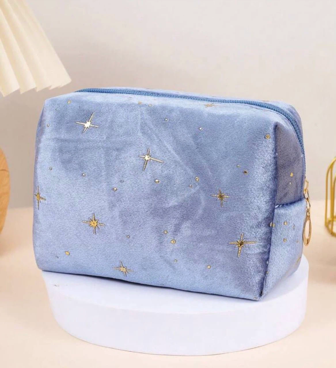 Velvet Makeup Bag with Gold Stars - photo 3