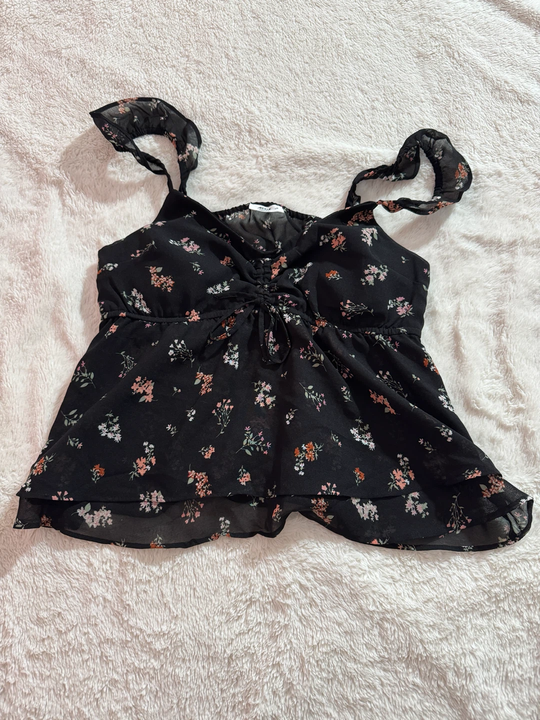 Black Floral Print Cami Top