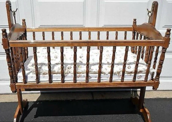 Vintage  /Wooden Baby Crib with Mattress