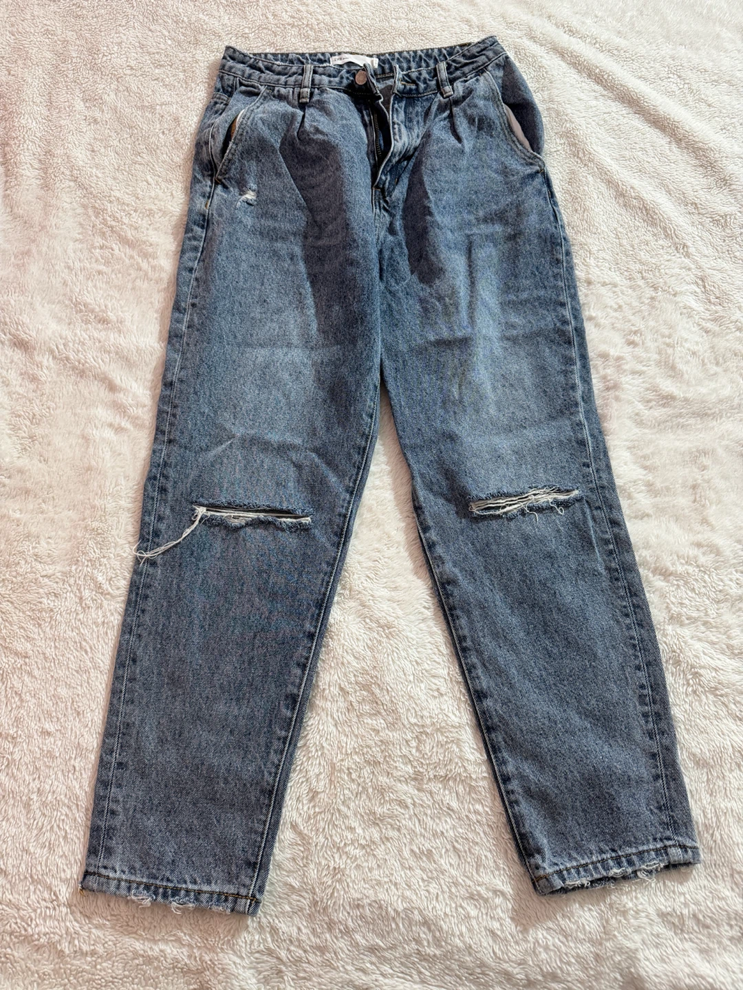 Blue Ripped Mom Jeans