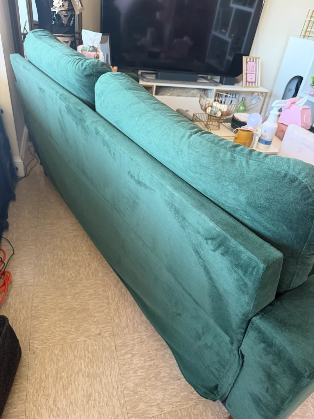 79” green velvet sofa for sale