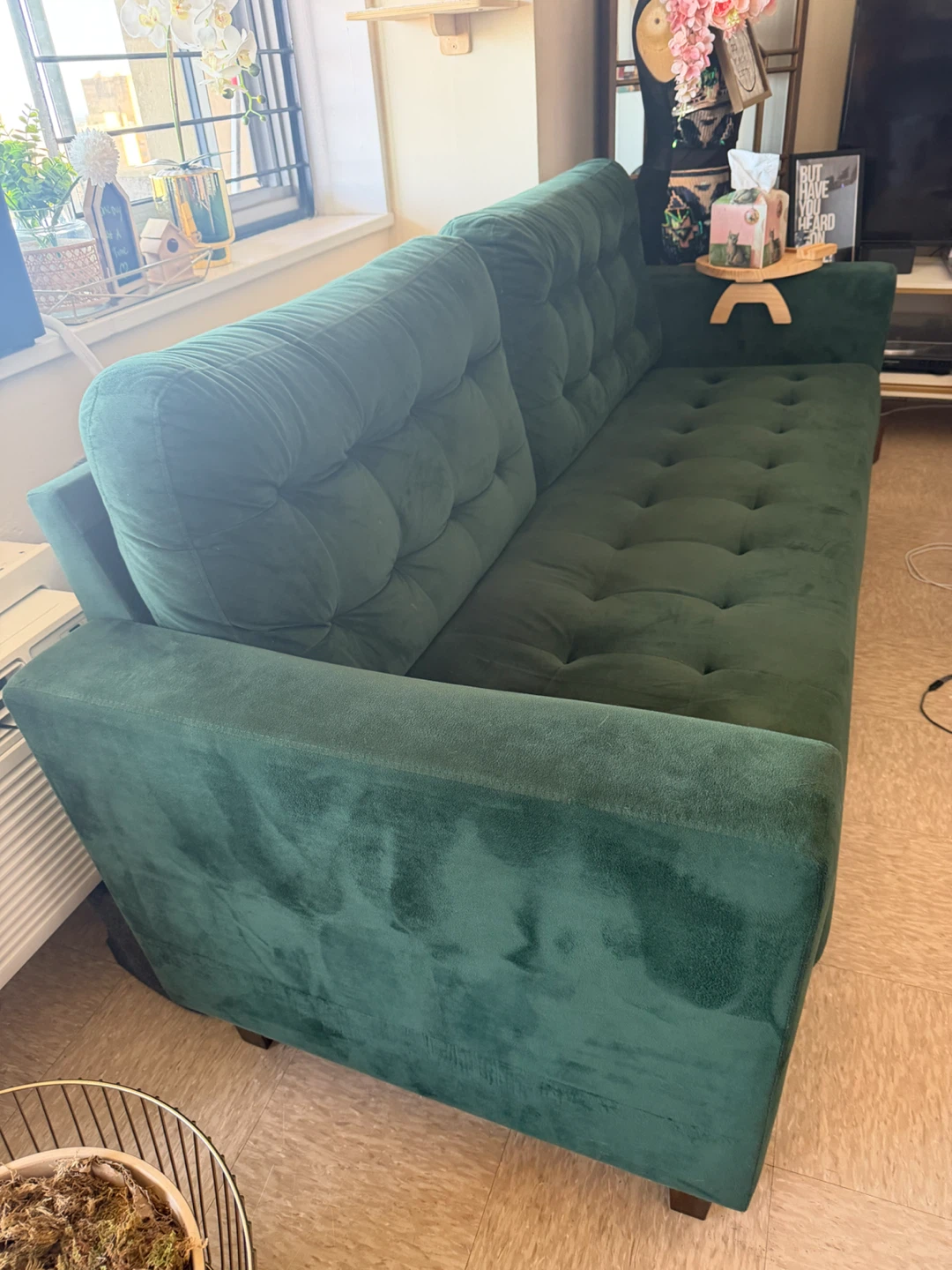 79” green velvet sofa for sale - photo 2