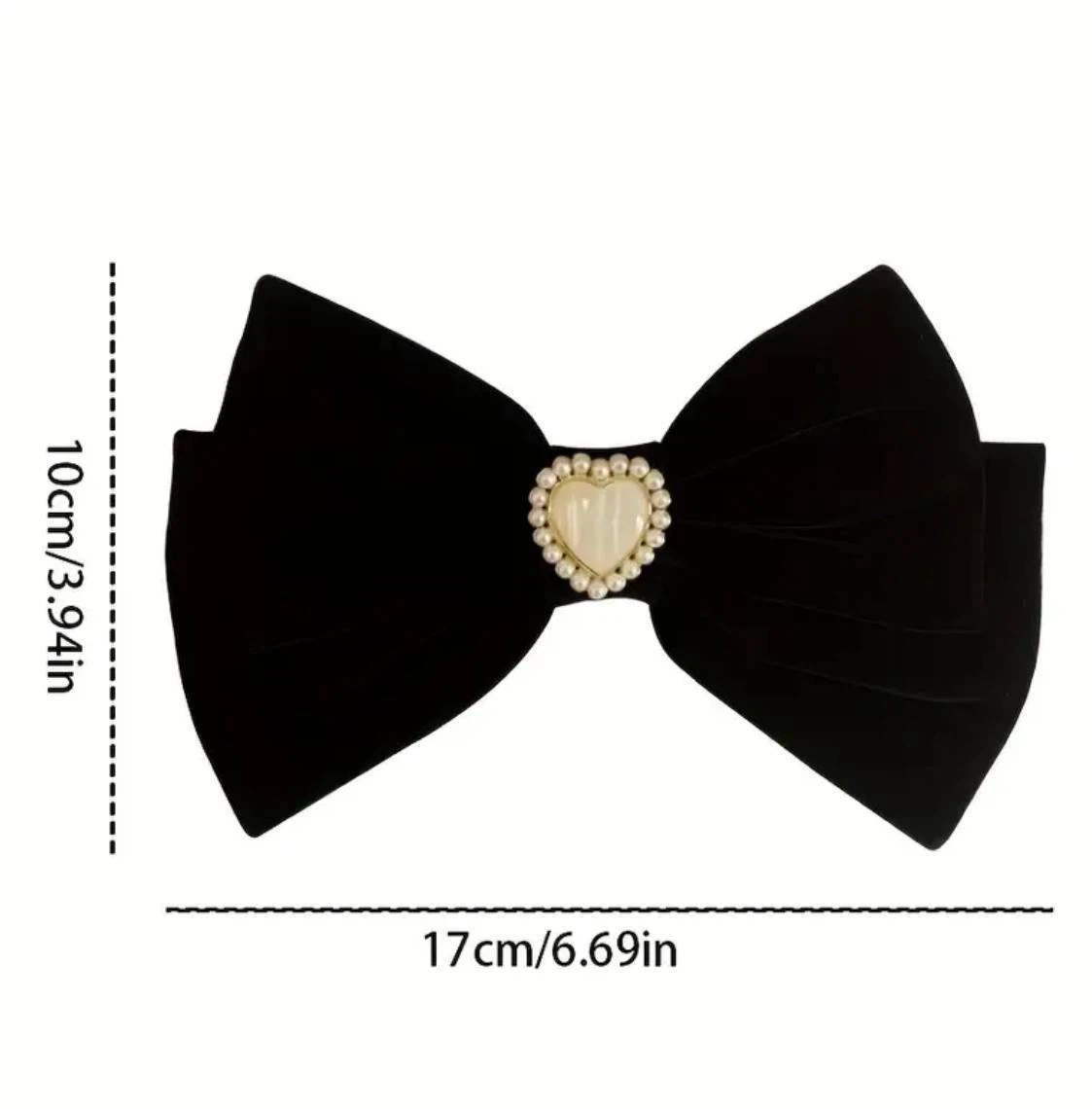 Black velvet bow with a pearl heart - photo 5