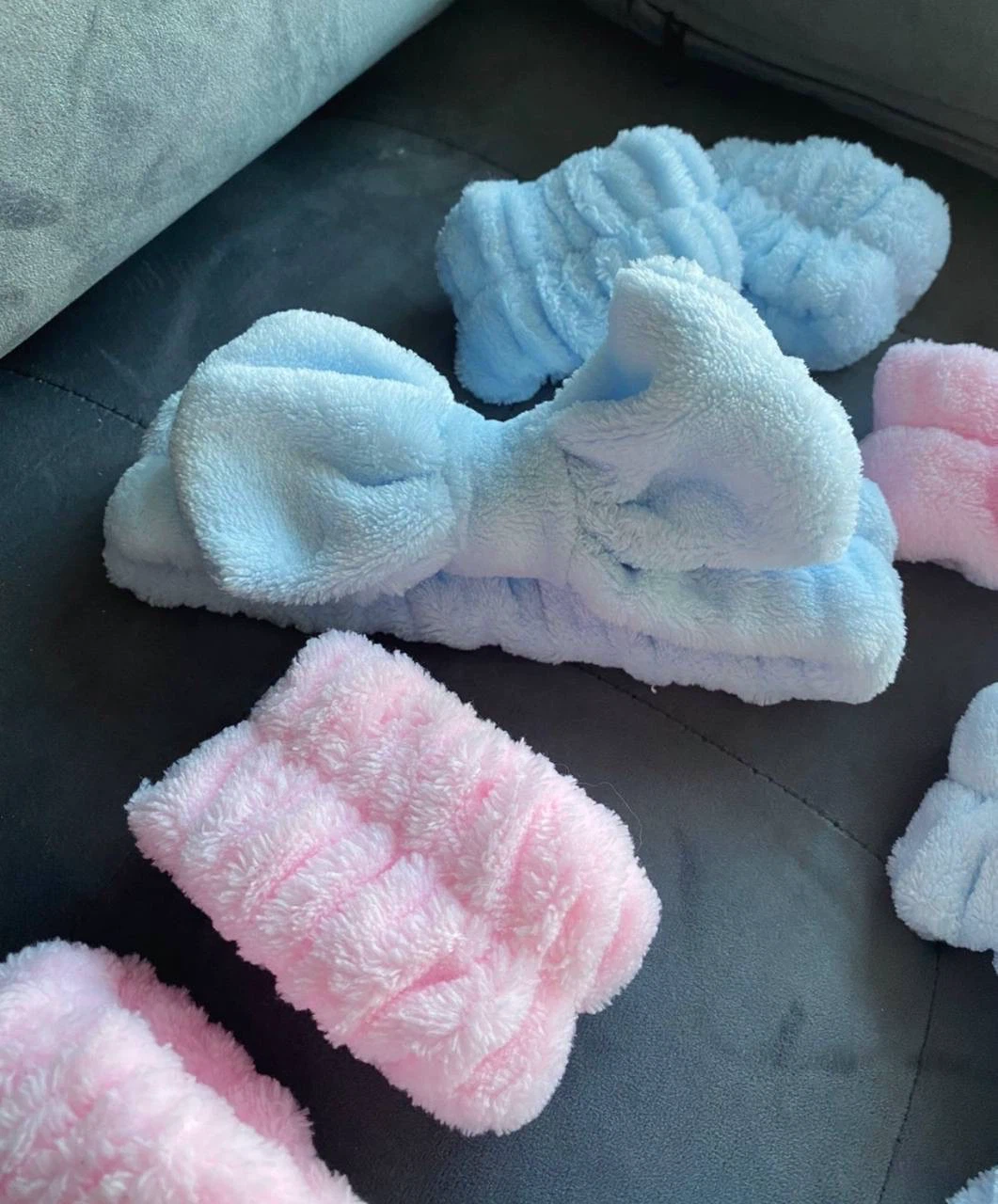 Bow bath headband and wristband set blue - photo 2