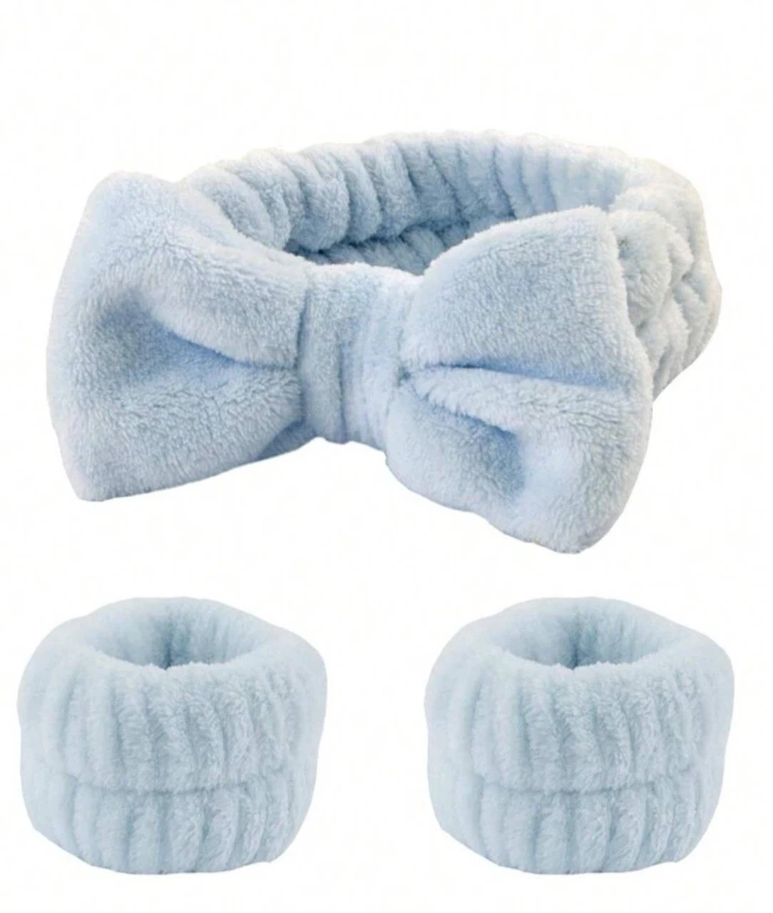 Bow bath headband and wristband set blue - photo 4