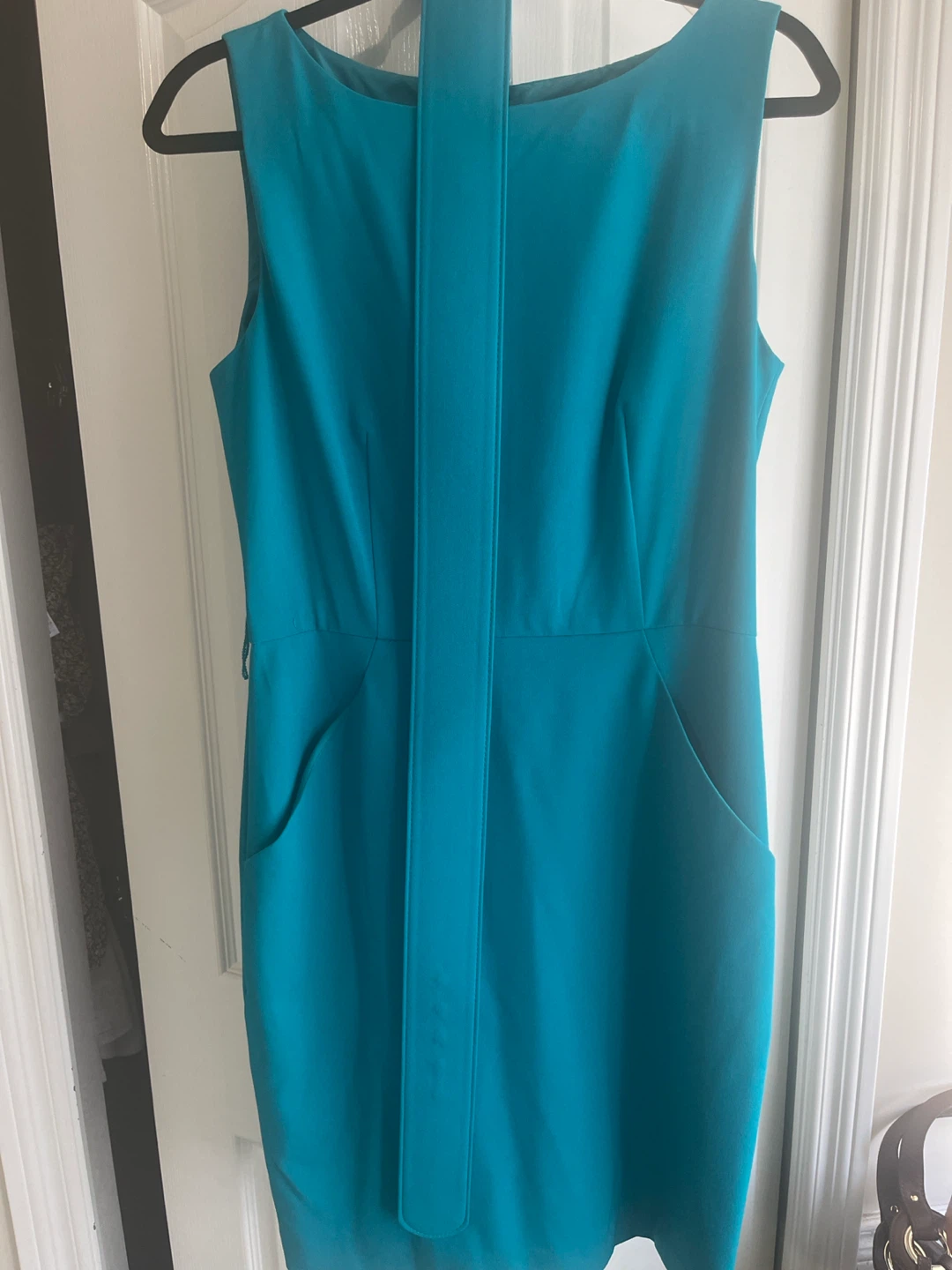 Calvin Klein Teal Sleeveless Sheath Dress with Belt