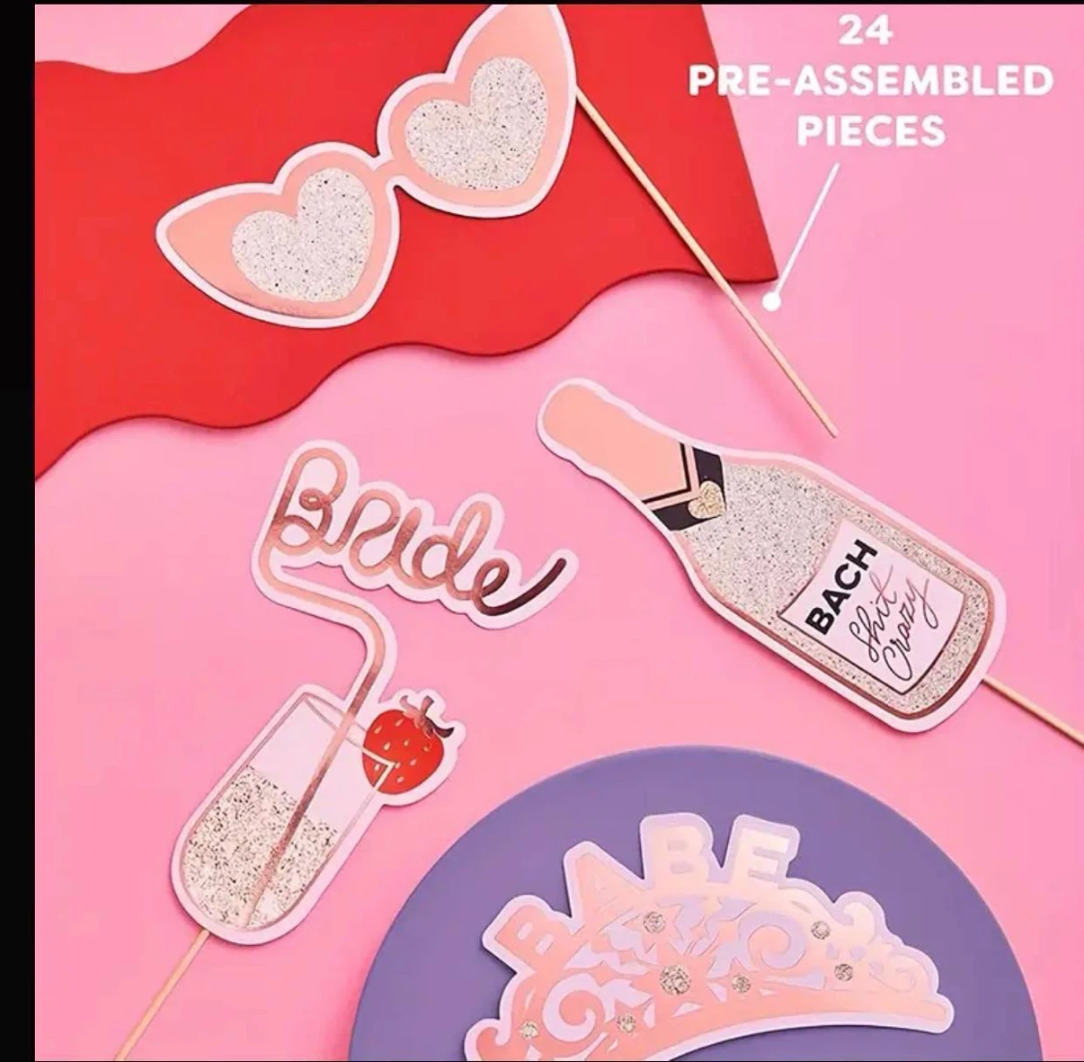 24 Piece Bachelorette Party Photo Booth Props - photo 2