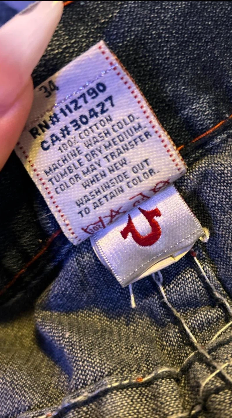 Men’s Straight Leg Dark Wash Jeans with Red Stiching - Size 34 - photo 4