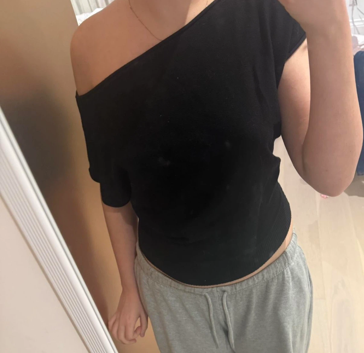 GARAGE Black Off-Shoulder Top Cinched at Waist - Size M