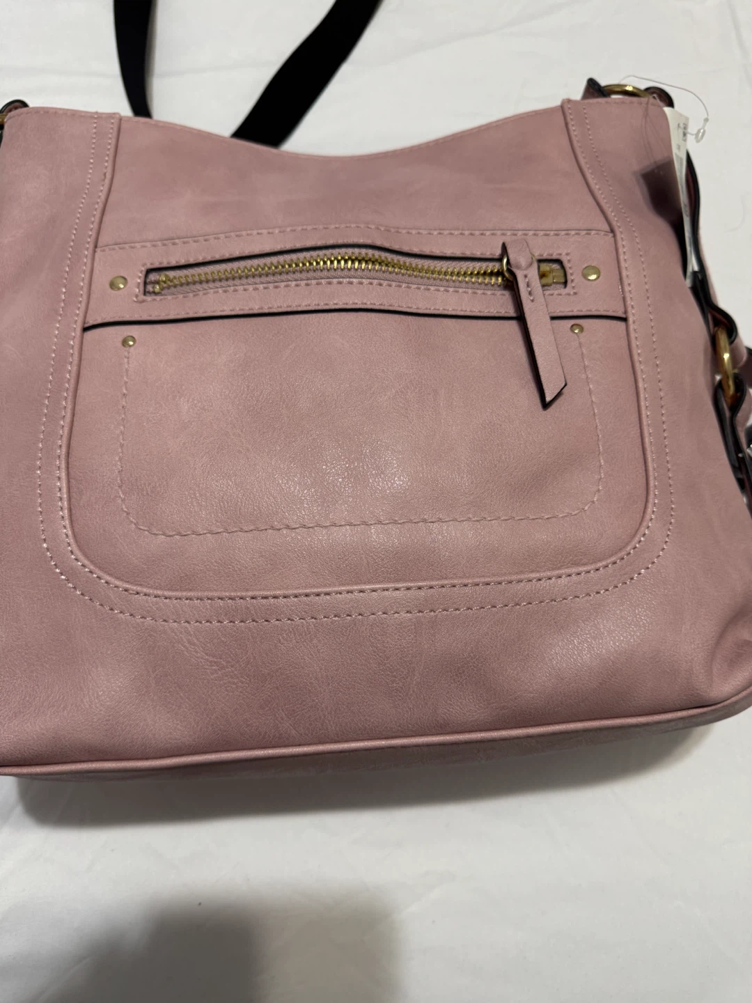 Pink Faux Leather Crossbody Bag